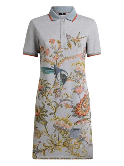 Etro Minikleid Mit Blumen-print In Blue