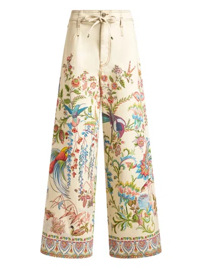 Etro Wide-leg-jeans Mit Flora Fauna-print In Multi