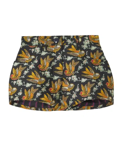 Etro Floral And Bird Patterned Shorts In Multi