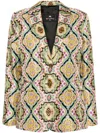 Etro Medallion-print Silk Single-breasted Blazer Jacket In Multi
