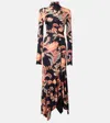 ETRO FLORAL ASYMMETRIC JERSEY MIDI DRESS