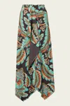 Etro Floral Asymmetric Wrap Skirt In Green Multi In Multi