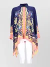 Etro Printed Silk Asymmetrical Button-front Tunic Blouse In Multi