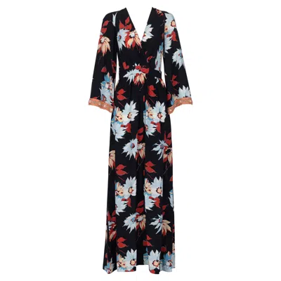 Pre-owned Etro Floral Beaded Trim Maxi Dress In Black