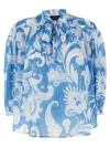 Etro Loose-fit Cotton Shirt With V-neck And Floral Pattern
