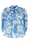 Etro Loose-fit Cotton Shirt With V-neck And Floral Pattern