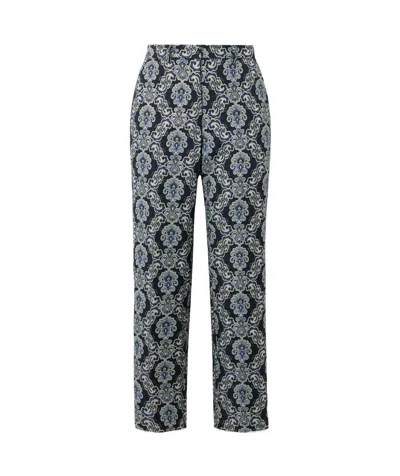 Etro Floral-brocade Cropped Trousers In Gray