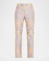 Etro Floral Brocade Side Zip Flare Trouser In Neutral