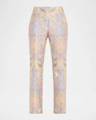 Etro Floral Brocade Side Zip Flare Trouser