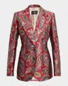 Etro Floral Brocade Single-breasted Jacket In Red