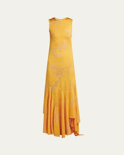 ETRO FLORAL BURNOUT BACKLESS STRETCH JERSEY DRESS