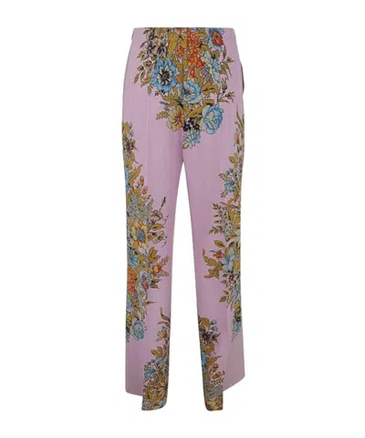 Etro Floral Casual Pants In Brown