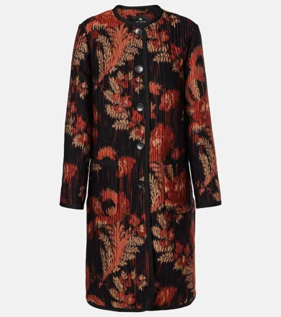 Etro Long-sleeved Coat In Schwarz