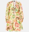 Etro Floral Cotton And Silk Minidress In Multicoloured