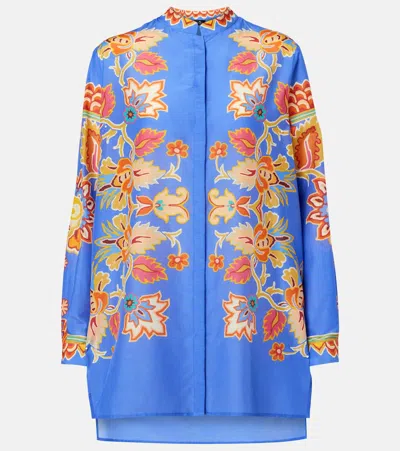 Etro Floral Cotton And Silk Shirt In Multi