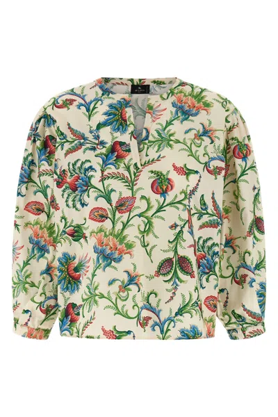 Etro Floral Cotton Blouse Shirt And Blouse Multicolor