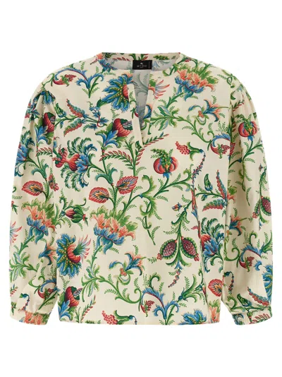 Etro Floral Cotton Blouse Shirt And Blouse Multicolor