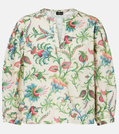 Etro Floral Cotton Blouse Shirt And Blouse Multicolor