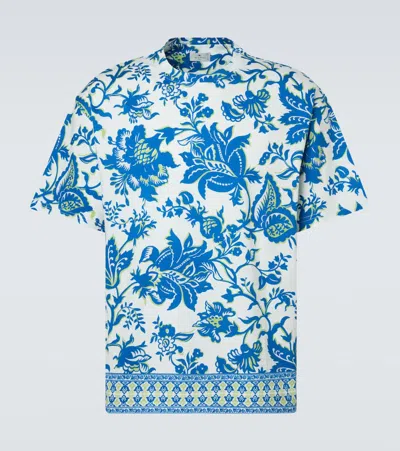 Etro Soho Cotton T-shirt With Placed Print In Blue