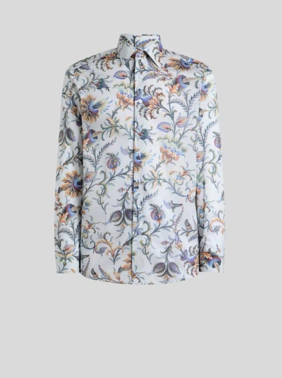 ETRO , FLORAL COTTON MUSLIN SHIRT, MAN, LIGHT BLUE, SIZE 45