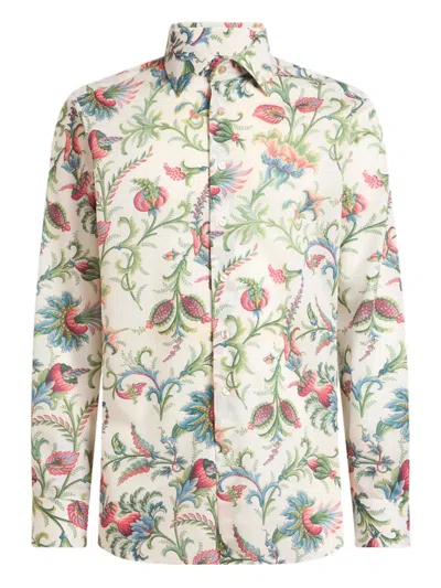 Etro Casual Shirt Button Down Collar Floral Pattern In Multi