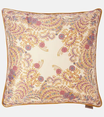 Etro Floral Cotton Satin Cushion In White