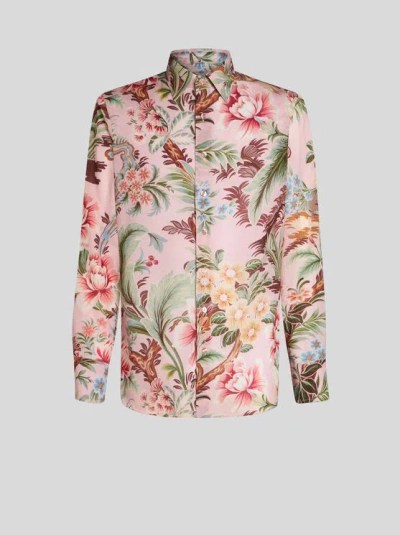 Etro Floral-print Cotton Shirt In Multicolour