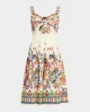 Etro Paisley Floral-print Sleeveless Pleated Midi Dress In Multi