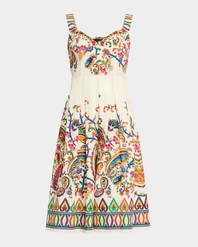 ETRO FLORAL COTTON SLEEVELESS MIDI SHIRTDRESS