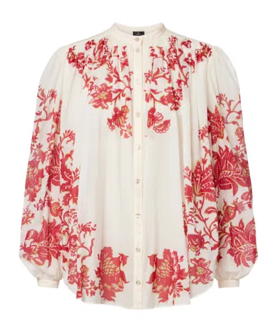 Etro Floral Cotton Voile Blouse In Multi
