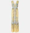 Etro , Crepe De Chine Dress With Print, Woman, Yellow, Size 46 In Yellow