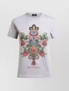 Etro Floral Crew Neck Short Sleeve Top In Gray
