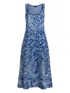 Etro Floral-detail Paisley-print Midi Dress In Blue