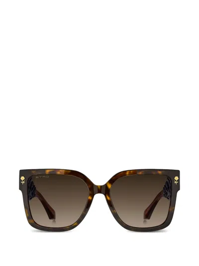 Etro Floral-detail Sunglasses In Brown