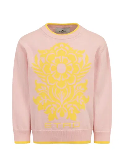 Etro Kids' Floral-detail Sweater In Pink
