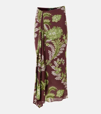 Etro Floral Draped Midi Skirt In Multicoloured