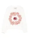 Etro Floral-embellished Pegasus Sweatshirt In Neutral