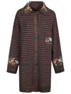 ETRO ETRO FLORAL EMBROIDERED BUTTONED TWEED COAT