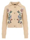 Etro Embroidered Cable-knit Wool And Cashmere-blend Cardigan In Neutral
