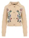 Etro Embroidered Cable-knit Wool And Cashmere-blend Cardigan In Neutral