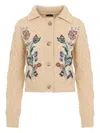 Etro Embroidered Cable-knit Wool And Cashmere-blend Cardigan In Neutral