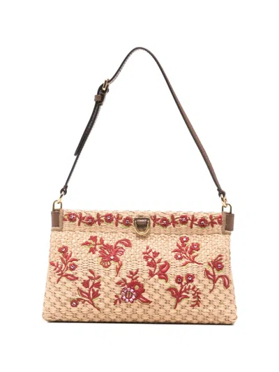 Etro Floral-embroidered Clutch Bag In Neutral