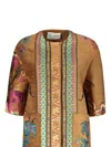 Etro Floral-embroidered Coat In Brown