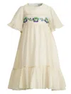 Etro Floral-embroidered Cotton-silk Dress In 中性色