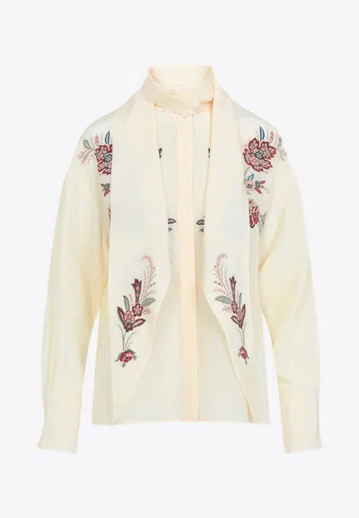 Etro Floral-embroidered Shirt In Neutral