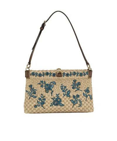 Etro Floral Embroidered Shoulder Bag In Nude