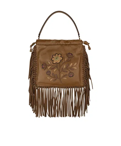 Etro Floral Embroidered Tote Bag In Brown