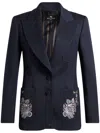 Etro Gabardine Jacket With Embroidery In Blue