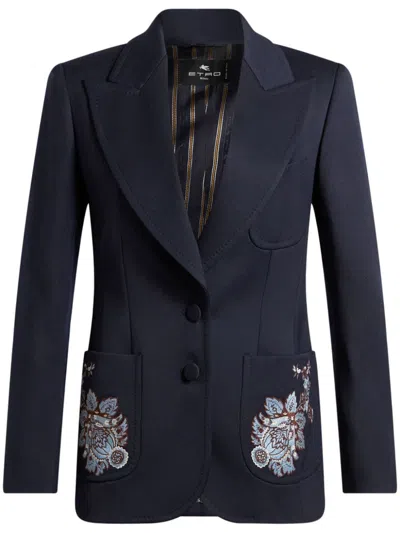 ETRO FLORAL-EMBROIDERED WOOL BLAZER