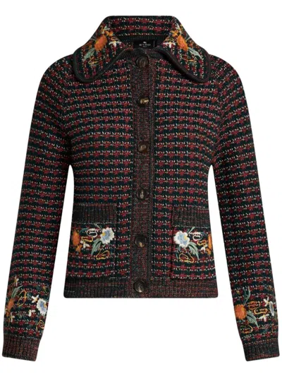 Etro Floral-embroidered Wool Jacket In Multi